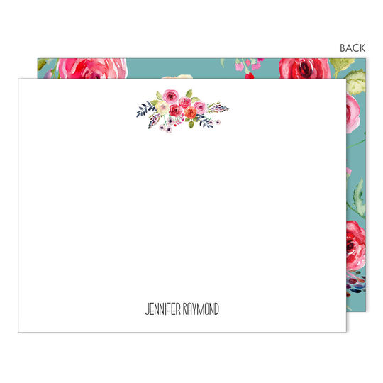 White Floral Bunch Flat Note Cards